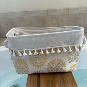 Gold and cream storage basket